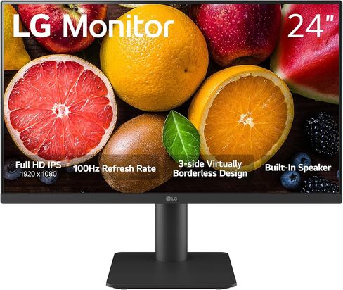 LG 24MS550-B 24 بوصة IPS FHD (1920x1080) 100 هرتز 5 مللي ثانية وضع القارئ حامل قابل للتعديل للإمالة/الارتفاع، مكبر صوت مدمج، تصميم بلا حدود، تحكم على الشاشة، مثبت أسود DAS Crosshair HDMI أسود in Kuwait
