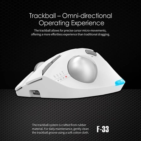 JOMAA Ergonomic 2.4G Wireless Trackball Mouse BT Trackball Mouse Easy Thumb Control Tracking for Laptop Computer (Silver) in Kuwait