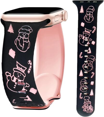 Halloween Fall Christmas Engraved Band Compatible Apple Watch Women 41mm 40mm 44mm 45mm 46mm 42mm 38mm 49mm,Dressy Maple Skull Pumpkin Snowman Soft Silicone Strap for iWatch Series SE 10 9 8 7 6 5 4 3 2 1 Ultra 2 1 in Saudi Arabia