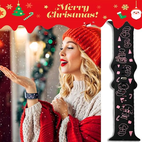 Halloween Fall Christmas Engraved Band Compatible Apple Watch Women 41mm 40mm 44mm 45mm 46mm 42mm 38mm 49mm,Dressy Maple Skull Pumpkin Snowman Soft Silicone Strap for iWatch Series SE 10 9 8 7 6 5 4 3 2 1 Ultra 2 1 in Saudi Arabia
