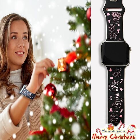 Halloween Fall Christmas Engraved Band Compatible Apple Watch Women 41mm 40mm 44mm 45mm 46mm 42mm 38mm 49mm,Dressy Maple Skull Pumpkin Snowman Soft Silicone Strap for iWatch Series SE 10 9 8 7 6 5 4 3 2 1 Ultra 2 1 in Saudi Arabia