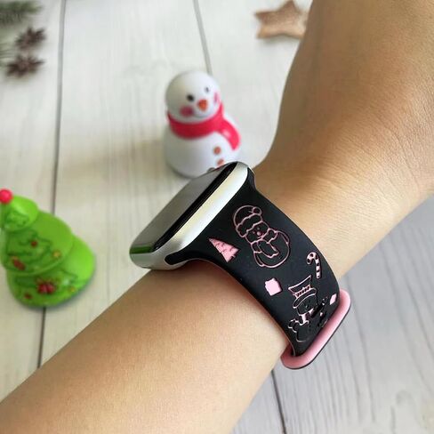 Halloween Fall Christmas Engraved Band Compatible Apple Watch Women 41mm 40mm 44mm 45mm 46mm 42mm 38mm 49mm,Dressy Maple Skull Pumpkin Snowman Soft Silicone Strap for iWatch Series SE 10 9 8 7 6 5 4 3 2 1 Ultra 2 1 in Saudi Arabia