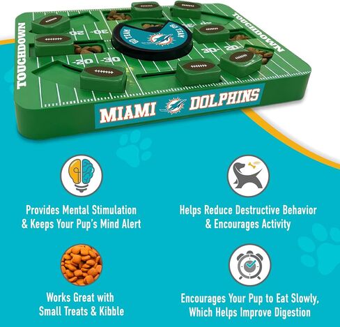 Pets First NFL Miami Dolphins Large Puzzle Toy, Dog Puzzle Treat Toy, New Large Size, Interactive Dog Treat Toy, Dog Slow Feeding Toy in Saudi Arabia