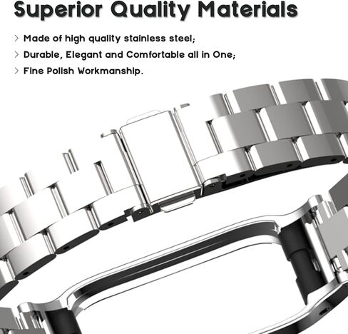 Metal Watchband Compatible with Samsung Galaxy Fit2 SM-R220 Stainless Steel Protective Frame Case Design Wrist Strap Bracelet Replacement for Fit 2 SM-R220 Smartwatch Accessory in Saudi Arabia