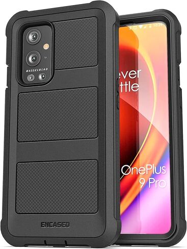 غطاء Falcon Armor مُصمم لجراب OnePlus 9 مع واقي شاشة، غطاء حماية كامل للجسم مع واقي شاشة مدمج (أسود) (OnePlus 9) in Saudi Arabia