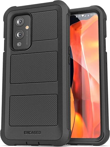 غطاء Falcon Armor مُصمم لجراب OnePlus 9 مع واقي شاشة، غطاء حماية كامل للجسم مع واقي شاشة مدمج (أسود) (OnePlus 9) in Saudi Arabia