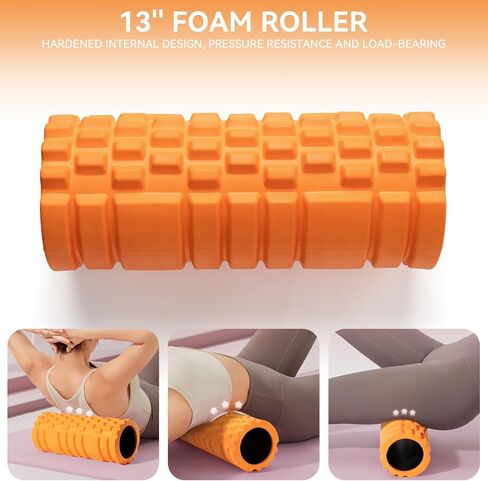 5 in1 Foam Roller Set for Deep Tissue Muscle Massage, High Density Fitness Exercise Foam Roller, Massage Roller, Massage Ball, Resistance Band, for Whole Body (Black) in Saudi Arabia