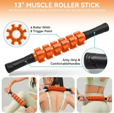 5 in1 Foam Roller Set for Deep Tissue Muscle Massage, High Density Fitness Exercise Foam Roller, Massage Roller, Massage Ball, Resistance Band, for Whole Body (Black) in Saudi Arabia