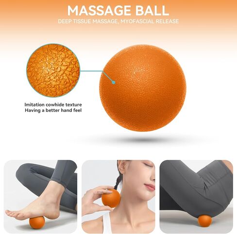 5 in1 Foam Roller Set for Deep Tissue Muscle Massage, High Density Fitness Exercise Foam Roller, Massage Roller, Massage Ball, Resistance Band, for Whole Body (Black) in Saudi Arabia