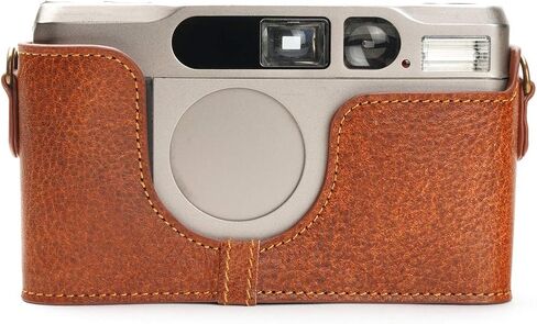 حافظة Contax T2، حافظة نصف كاميرا مصنوعة يدويًا من الجلد الأصلي من BolinUS، غطاء حقيبة لكاميرا Contax T2 مع حزام يد (LavaBrown) in Saudi Arabia
