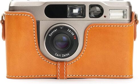 حافظة Contax T2، حافظة نصف كاميرا مصنوعة يدويًا من الجلد الأصلي من BolinUS، غطاء حقيبة لكاميرا Contax T2 مع حزام يد (LavaBrown) in Saudi Arabia