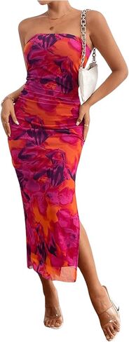 فستان Floerns نسائي بدون أكمام، مثير بدون حمالات، فستان ماكسي للنادي in Kuwait