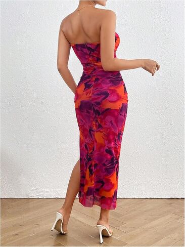 فستان Floerns نسائي بدون أكمام، مثير بدون حمالات، فستان ماكسي للنادي in Kuwait