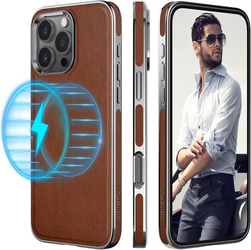 حافظة جلدية LOHASIC لهاتف iPhone 16 Pro Max متوافقة مع MagSafe، غطاء رجال الأعمال الفاخر المصمم للرجال حافظات هاتف مغناطيسية ناعمة ومرنة 6.9 بوصة 5G 2024، بني in Kuwait