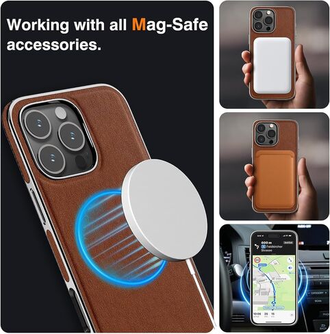 حافظة جلدية LOHASIC لهاتف iPhone 16 Pro Max متوافقة مع MagSafe، غطاء رجال الأعمال الفاخر المصمم للرجال حافظات هاتف مغناطيسية ناعمة ومرنة 6.9 بوصة 5G 2024، بني in Kuwait