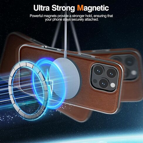 حافظة جلدية LOHASIC لهاتف iPhone 16 Pro Max متوافقة مع MagSafe، غطاء رجال الأعمال الفاخر المصمم للرجال حافظات هاتف مغناطيسية ناعمة ومرنة 6.9 بوصة 5G 2024، بني in Kuwait