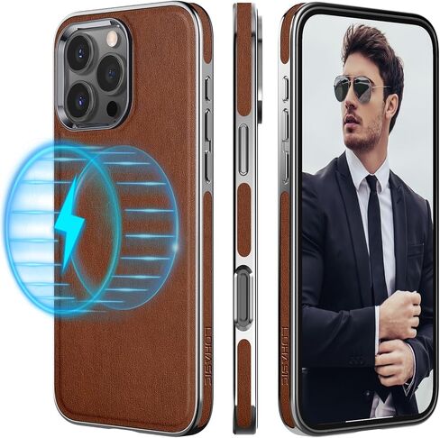 حافظة جلدية LOHASIC لهاتف iPhone 16 Pro Max متوافقة مع MagSafe، غطاء رجال الأعمال الفاخر المصمم للرجال حافظات هاتف مغناطيسية ناعمة ومرنة 6.9 بوصة 5G 2024، بني in Kuwait