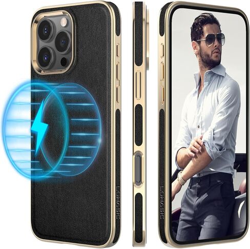 حافظة جلدية LOHASIC لهاتف iPhone 16 Pro Max متوافقة مع MagSafe، غطاء رجال الأعمال الفاخر المصمم للرجال حافظات هاتف مغناطيسية ناعمة ومرنة 6.9 بوصة 5G 2024، بني in Kuwait