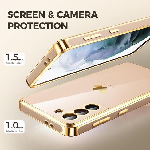 for Samsung Galaxy S21 5G Case with Phone Lanyard Wrist Strap [Butterfly Shape], Luxury Double Heart Pattern Plating Gold Edge Slim Soft Phone Cover Case for Galaxy S21 - Purple in Saudi Arabia