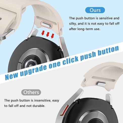 One Click soft Silicone Bands Compatible for Samsung Galaxy Watch 7 40mm 44mm/Watch FE 40mm/Watch 6/5/4 40mm 44mm/Watch 6 Classic 43mm 47mm/Watch 5 Pro 45mm, No Gap Sport Strap for Men Women in Saudi Arabia