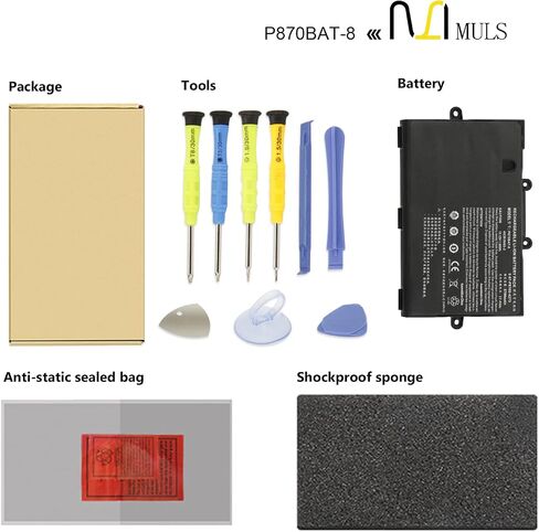 بطارية كمبيوتر محمول MULS 89Wh P870BAT-8 لـ Clevo P870TM-G P870DM3-G P775DM3 Schenker Technologies XMG U727 U726 Sager NP9870-S NP9870 Hasee GX9-SP7S1 GX9 Plus Eurocom XMG U727 Sky X9E3 Sky X7E2 15.12V in Saudi Arabia