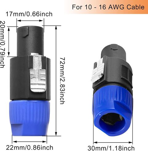 NL4FC for Speakon Audio Connector 4 Pole Male Plug Female Panel Mount Socket Speaker Twist Lock Adapter for Neutrik for Speakon NL2FC NL4FX NLT4X NL4FC NA4LJ NA4LJX Amplifier, 16 Pcs in Saudi Arabia