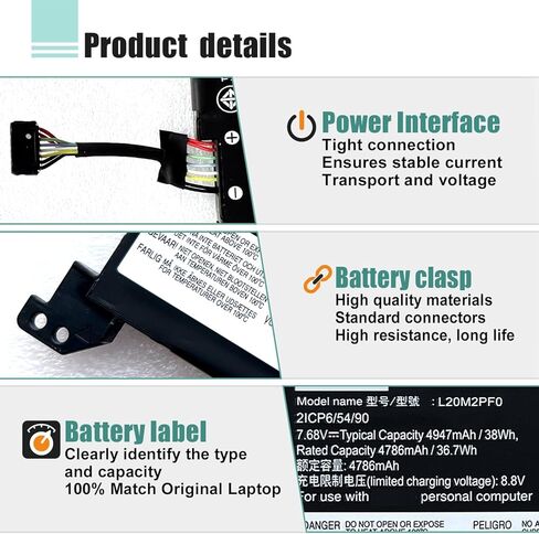 38Wh L20M2PF0 L20C2PF0 L20L2PF0 بطارية لينوفو IdeaPad 3-14ITL6 3-15ITL6 3-17ITL6 / S14 V14 V15 V17 G2-ITL G3-IAP / K14 سلسلة L20C3PF0 L20M3PF0 L20L3PF0 L20B2PF0 L20M2PF8 7.68 V in Kuwait