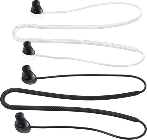 أحزمة kwmobile متوافقة مع Samsung Galaxy Buds Pro - 2X حامل سيليكون لسماعات الأذن اللاسلكية - أسود/أبيض in Kuwait