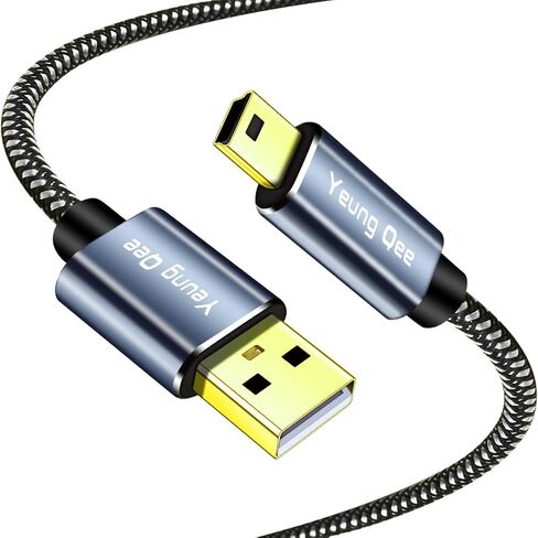 كابل USB صغير مضفر USB 2.0 من النوع A إلى Mini B سلك شحن مضفر متوافق مع وحدة تحكم PS3 ومشغل MP3/4 والمساعد الشخصي الرقمي والكاميرا والماسح الضوئي والمزيد من أجهزة USB الصغيرة (15FT/5M) in Kuwait