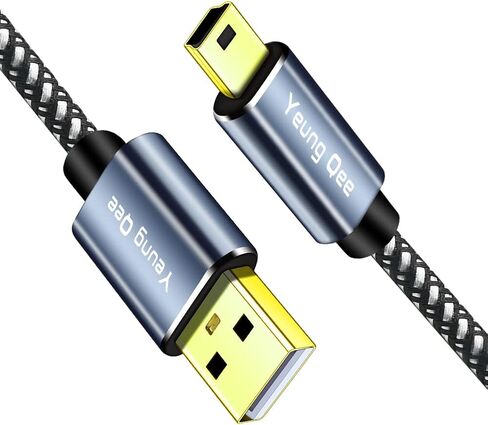 كابل USB صغير مضفر USB 2.0 من النوع A إلى Mini B سلك شحن مضفر متوافق مع وحدة تحكم PS3 ومشغل MP3/4 والمساعد الشخصي الرقمي والكاميرا والماسح الضوئي والمزيد من أجهزة USB الصغيرة (15FT/5M) in Kuwait