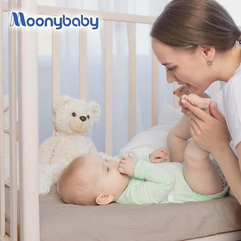 Moonybaby Baby Crib Sheet - 100% Organic Cotton Crib Sheet Unisex - for Standard Crib and Toddler Mattresses – 2 Pack (Grey and Jersey with Animal Printing) in Saudi Arabia