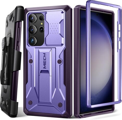 جراب TONGATE متوافق مع هاتف Samsung Galaxy S23 Ultra مع غطاء كاميرا منزلق، [مع إطار أمامي] طبقة مزدوجة للحماية العسكرية ومشبك حزام وحافظة هاتف بمسند لهاتف Galaxy S23 Ultra، أزرق in Kuwait