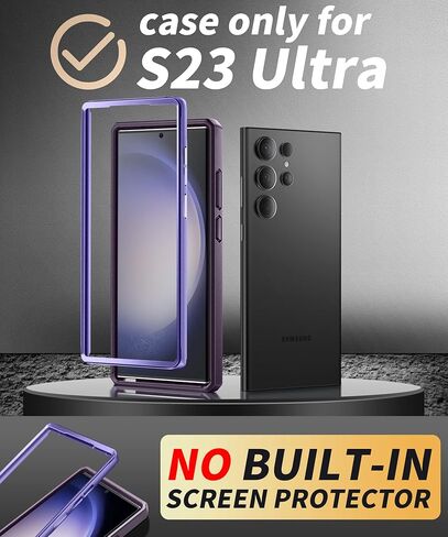 جراب TONGATE متوافق مع هاتف Samsung Galaxy S23 Ultra مع غطاء كاميرا منزلق، [مع إطار أمامي] طبقة مزدوجة للحماية العسكرية ومشبك حزام وحافظة هاتف بمسند لهاتف Galaxy S23 Ultra، أزرق in Kuwait