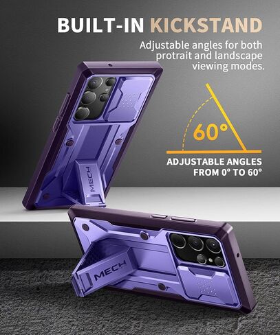 جراب TONGATE متوافق مع هاتف Samsung Galaxy S23 Ultra مع غطاء كاميرا منزلق، [مع إطار أمامي] طبقة مزدوجة للحماية العسكرية ومشبك حزام وحافظة هاتف بمسند لهاتف Galaxy S23 Ultra، أزرق in Kuwait