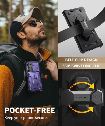 جراب TONGATE متوافق مع هاتف Samsung Galaxy S23 Ultra مع غطاء كاميرا منزلق، [مع إطار أمامي] طبقة مزدوجة للحماية العسكرية ومشبك حزام وحافظة هاتف بمسند لهاتف Galaxy S23 Ultra، أزرق in Kuwait