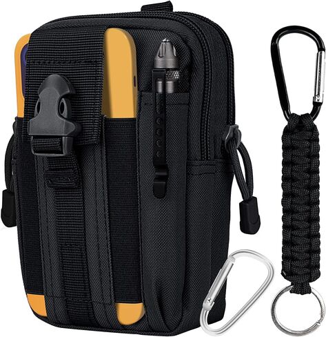 bvya Tactical Molle Phone Pouch Outdoor Compact Utility Gadget Waist Belt Gear Pocket Phone Holder for iPhone 15 Pro Max/15 Pro/15/14 Pro Max/13 Pro Max/12 Pro Max/11 Pro Max with D-ring Carabiner in Kuwait