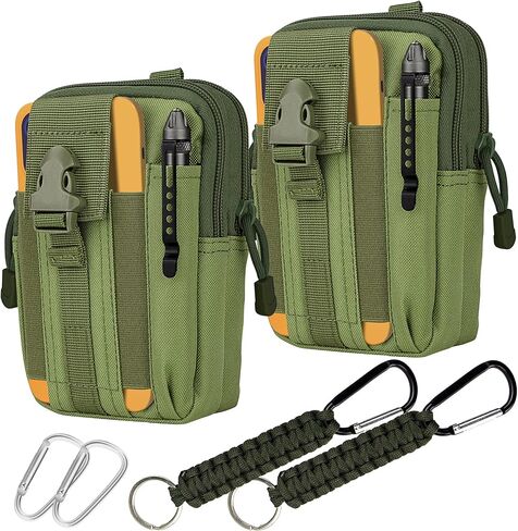 bvya Tactical Molle Phone Pouch Outdoor Compact Utility Gadget Waist Belt Gear Pocket Phone Holder for iPhone 15 Pro Max/15 Pro/15/14 Pro Max/13 Pro Max/12 Pro Max/11 Pro Max with D-ring Carabiner in Kuwait