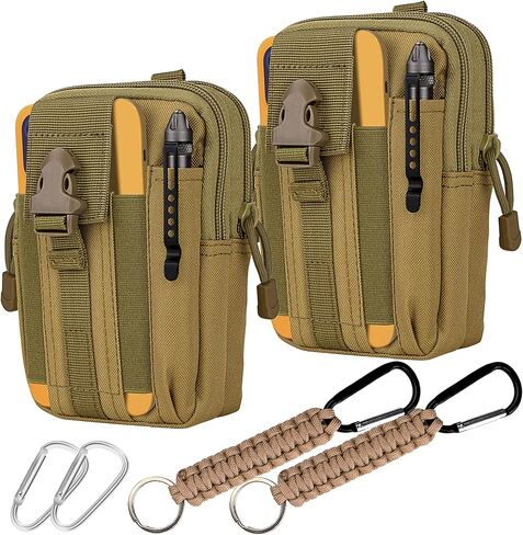 bvya Tactical Molle Phone Pouch Outdoor Compact Utility Gadget Waist Belt Gear Pocket Phone Holder for iPhone 15 Pro Max/15 Pro/15/14 Pro Max/13 Pro Max/12 Pro Max/11 Pro Max with D-ring Carabiner in Kuwait