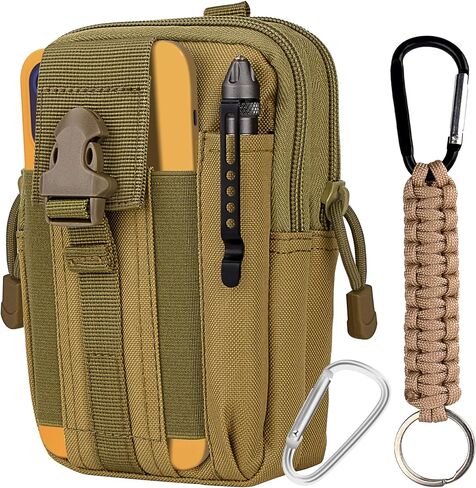bvya Tactical Molle Phone Pouch Outdoor Compact Utility Gadget Waist Belt Gear Pocket Phone Holder for iPhone 15 Pro Max/15 Pro/15/14 Pro Max/13 Pro Max/12 Pro Max/11 Pro Max with D-ring Carabiner in Kuwait