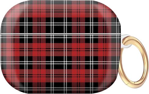 ANDRIU Compatible with Airpod pro 2nd/1st Generation Case Cover with Keychain Cute Pattern Hard & Anti Slip Cover for Men Women & Girls(Red Tartan Plaid) in Saudi Arabia