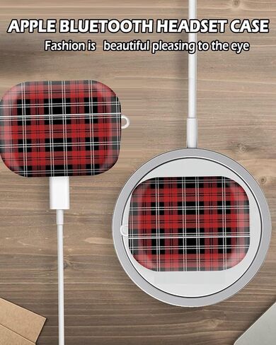 ANDRIU Compatible with Airpod pro 2nd/1st Generation Case Cover with Keychain Cute Pattern Hard & Anti Slip Cover for Men Women & Girls(Red Tartan Plaid) in Saudi Arabia