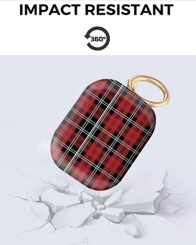 ANDRIU Compatible with Airpod pro 2nd/1st Generation Case Cover with Keychain Cute Pattern Hard & Anti Slip Cover for Men Women & Girls(Red Tartan Plaid) in Saudi Arabia