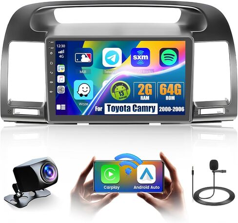 Fuluku【for Toyota Camry 2001-2006】 Android 13 Car Stereo with Wireless Carplay Android Auto, 9" Touch Screen Radio Dash Kit GPS Navigation WiFi Bluetooth SWC Mirror Link, Mic Backup Camera in Saudi Arabia