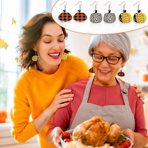 12 Pairs Thanksgiving Fall Earrings for Women Leopard pumpkin Maple Leaf Turkey Sunflower Pine Cone Drop Dangle Earrings Set Autumn Thanksgiving Jewelry Gifts in Kuwait