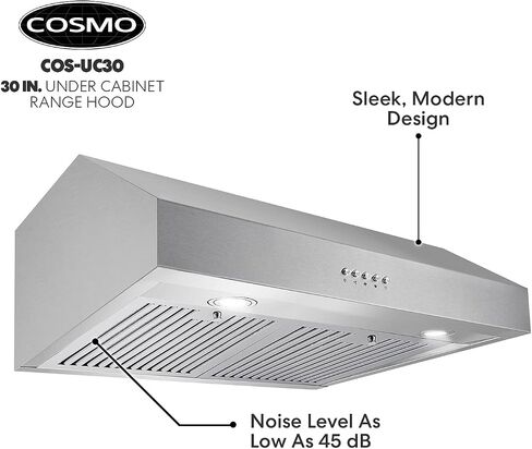 COSMO UC30 30 in. Ducted Under Cabinet Range Hood, Kitchen Over Stove Vent, 3-Speed Fan, Permanent Filters, LED Lights in Stainless Steel, 30 inch in Saudi Arabia