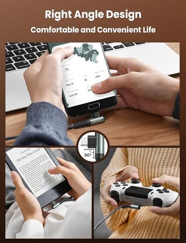 AINOPE [عبوتان] كابل USB صغير، كابل شحن USB صغير بزاوية قائمة 3.3 قدم، كابل شاحن Android متين من النايلون المتين المتين متوافق مع أجهزة Fire Tablet وKindle وSamsung Galaxy S7 S6 PS4 in Kuwait