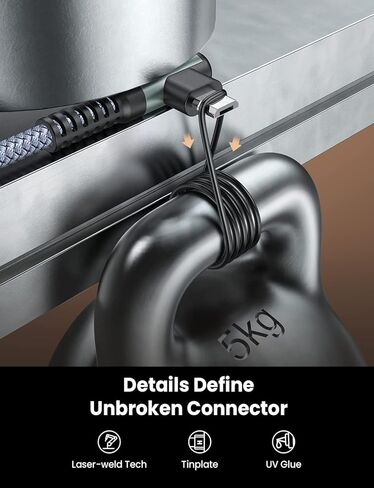 AINOPE [عبوتان] كابل USB صغير، كابل شحن USB صغير بزاوية قائمة 3.3 قدم، كابل شاحن Android متين من النايلون المتين المتين متوافق مع أجهزة Fire Tablet وKindle وSamsung Galaxy S7 S6 PS4 in Kuwait