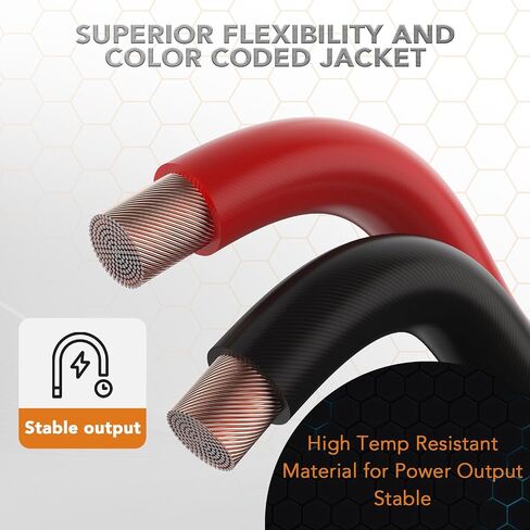 TOPSTRONGGEAR 0 Gauge 25ft Black and 25ft Red Power/Ground Wire True 0 AWG Power Wire-True Spec and Soft Touch Cable in Kuwait