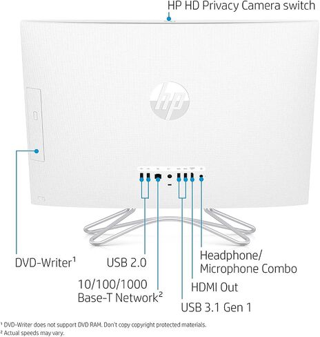 HP 24-Inch All-in-One Touchscreen Computer, AMD Ryzen 5 3500U Processor, 8 GB RAM, 1 TB Hard Drive, 256 GB SSD, Windows 10 Home (24-F1060, White) in Saudi Arabia