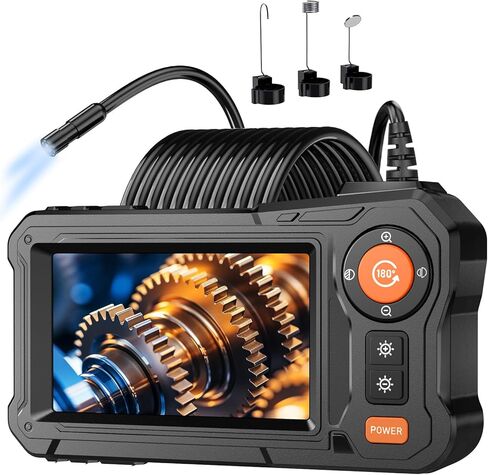 Endoscope Camera with Light - 4.3" LCD Screen Inspection Camera | IP67 Waterproof Borescope with 8 Adjustable LED Lights | HD 1080P Endoscope Camera with 16.5ft Semi-Rigid Cord Gadgets for Men in Kuwait
